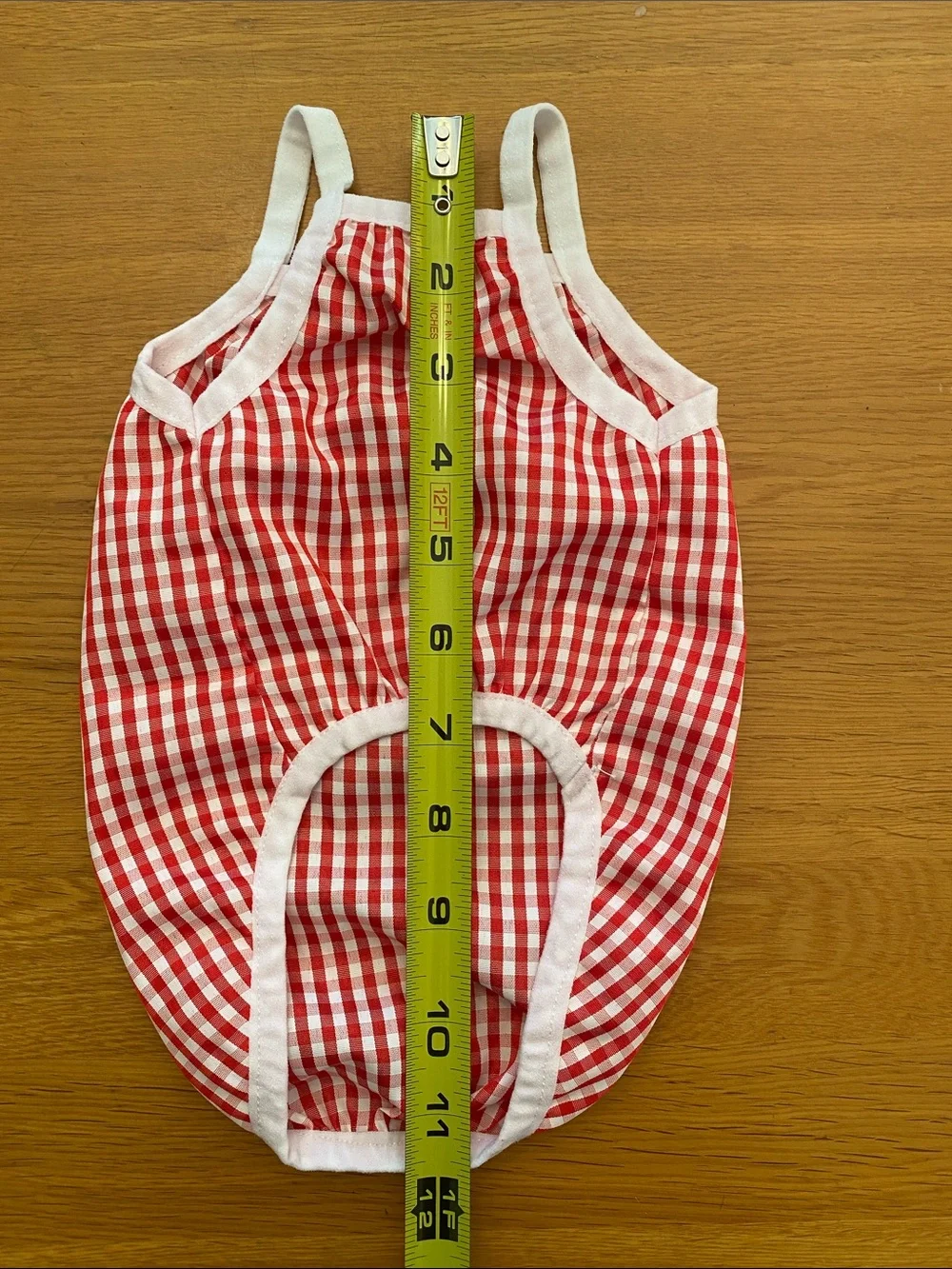 Red Gingham Dog Tank with White Trim